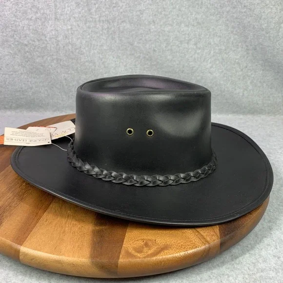 Cov-Ver Hat Cowboy Fitted Mens X-Large Black Leather Water Repellent Shapeable